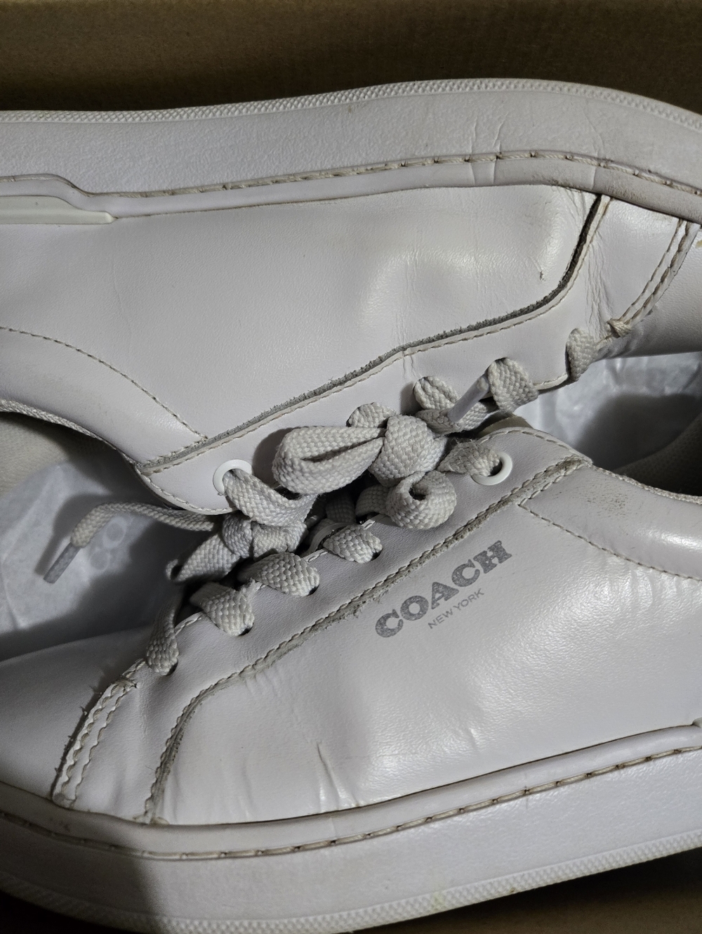 Coach High Line Optic White Leather Low-Top Sneakers Size 7 Escape